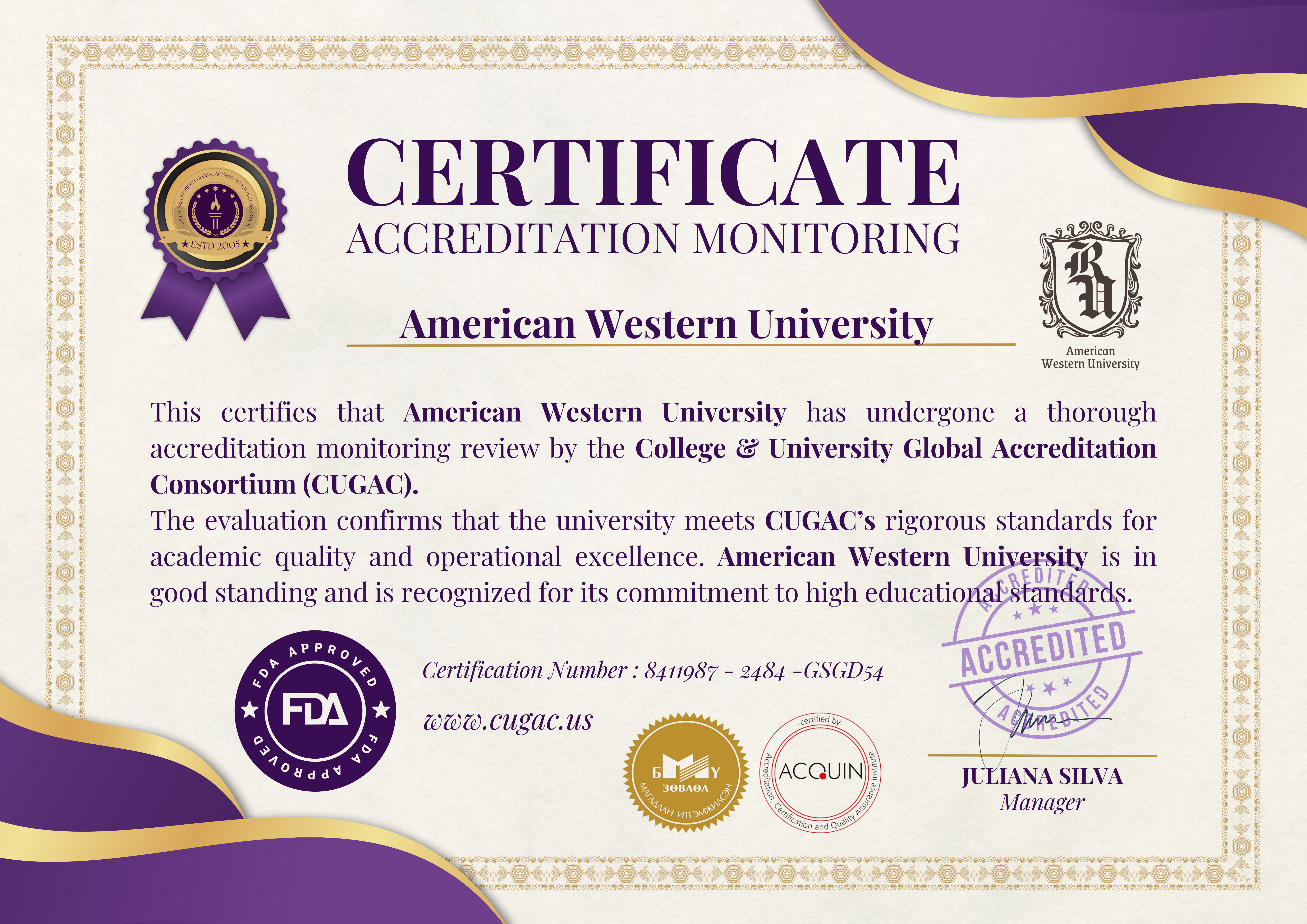 Updated Accreditation Certificate